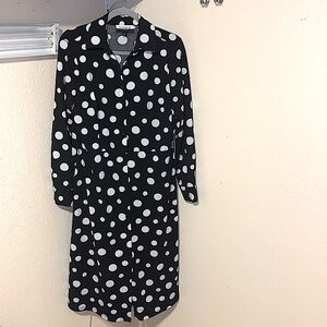 Eloquii Black and White Polka Dot Dress